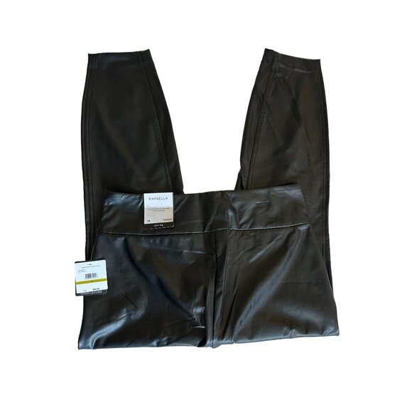 Rafaella Women's Vegan Leather Pants Slacks Sz14 Black Comfort Fit Stretch Waist - Picture 4 of 13